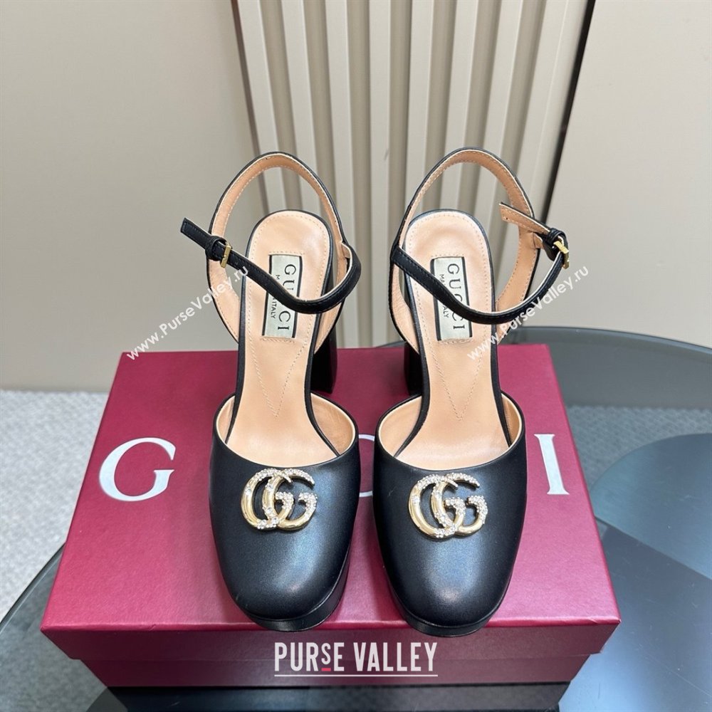 Gucci Calfskin Platform Pump with Double G 817258 Black 2025 (MD-25050923)