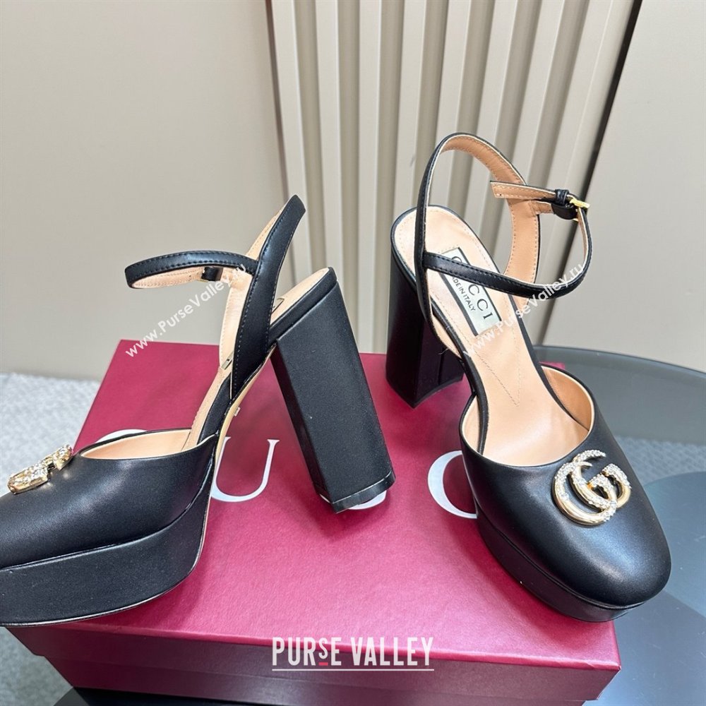 Gucci Calfskin Platform Pump with Double G 817258 Black 2025 (MD-25050923)