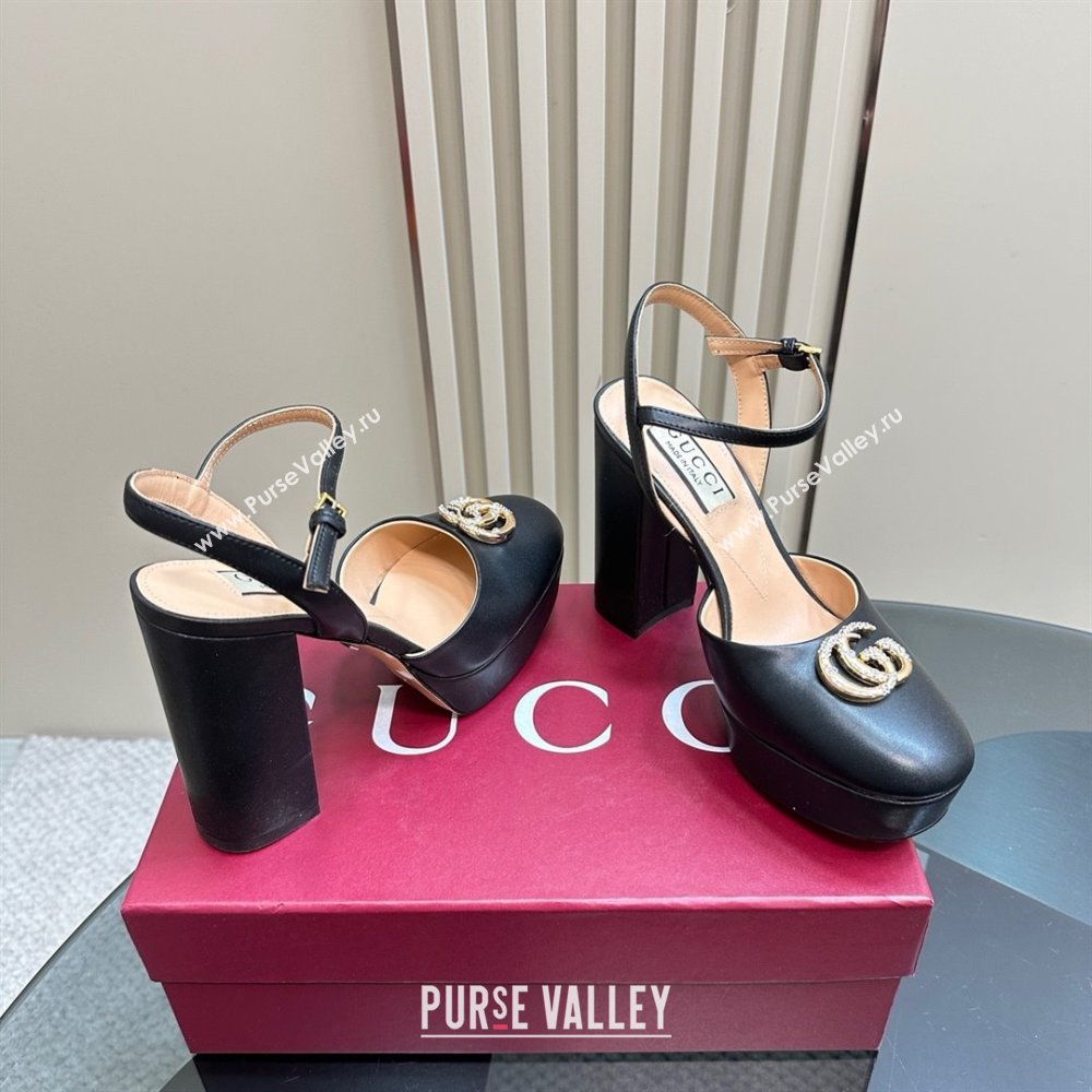 Gucci Calfskin Platform Pump with Double G 817258 Black 2025 (MD-25050923)