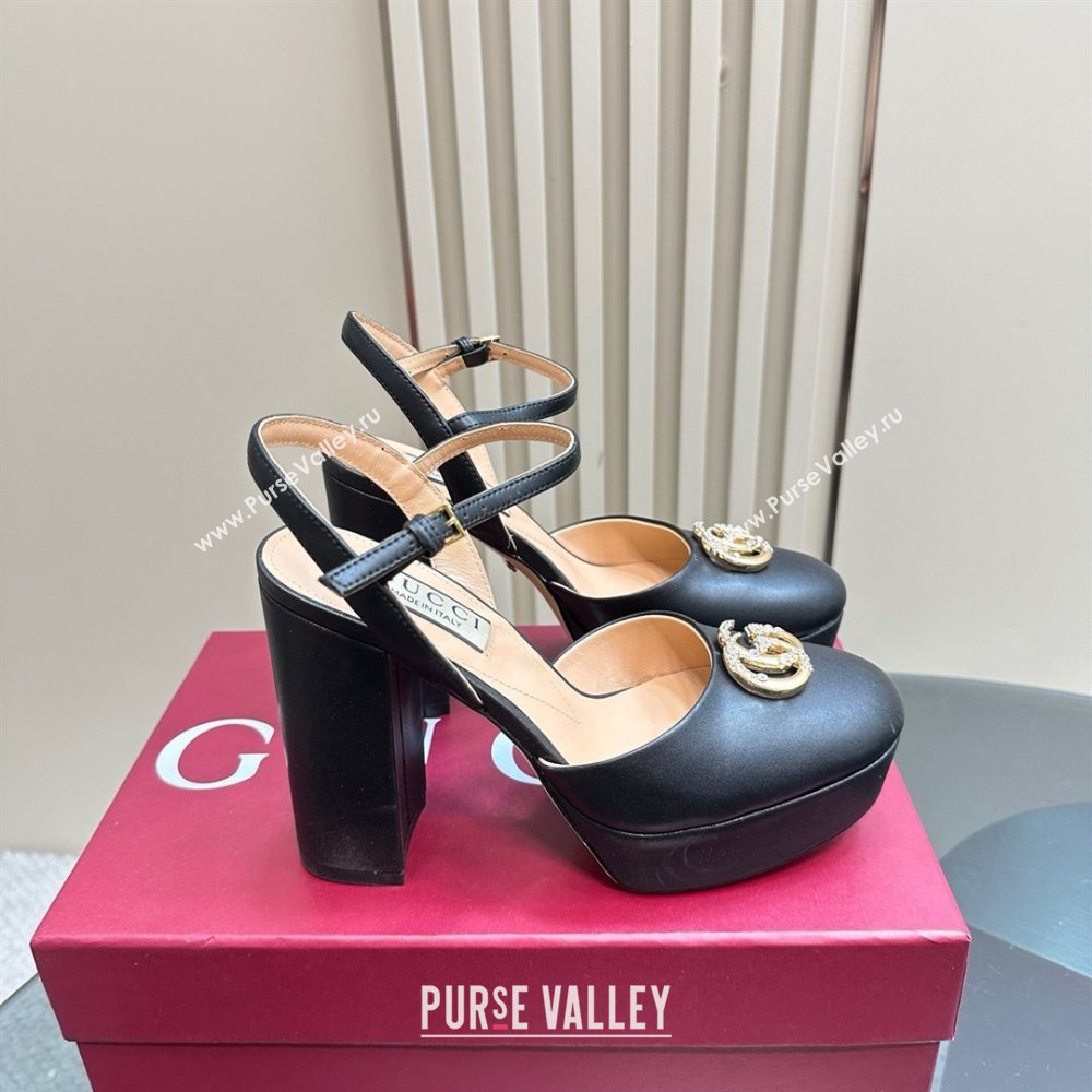 Gucci Calfskin Platform Pump with Double G 817258 Black 2025 (MD-25050923)