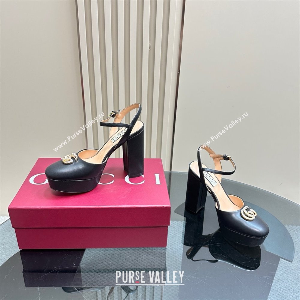 Gucci Calfskin Platform Pump with Double G 817258 Black 2025 (MD-25050923)