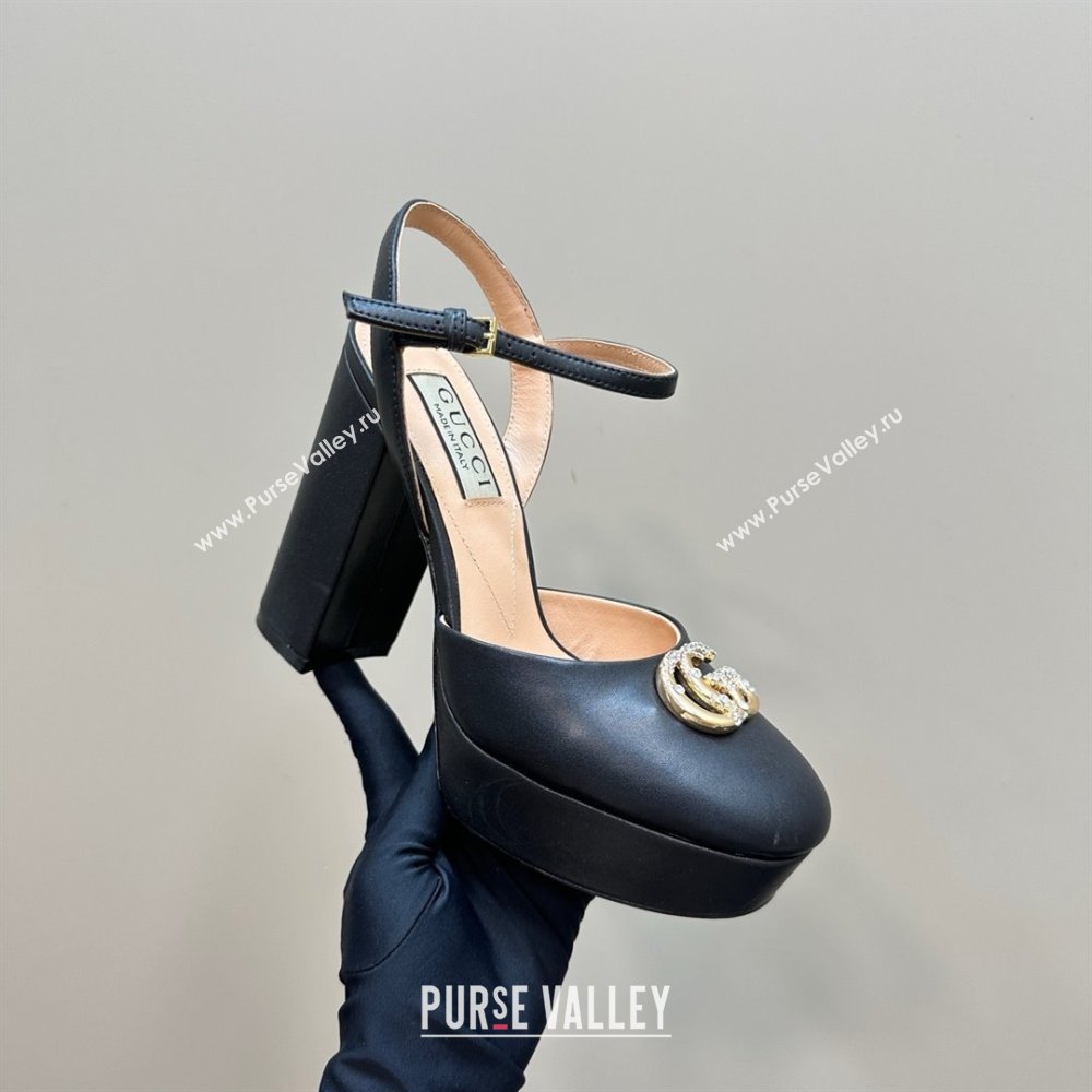 Gucci Calfskin Platform Pump with Double G 817258 Black 2025 (MD-25050923)