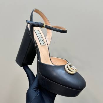 Gucci Calfskin Platform Pump with Double G 817258 Black 2025 (MD-25050923)