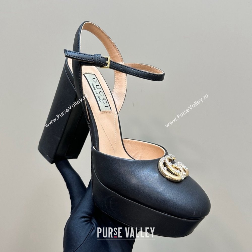 Gucci Calfskin Platform Pump with Double G 817258 Black 2025 (MD-25050923)