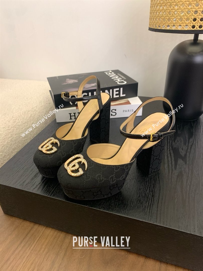Gucci Platform Pump with Double G 817258 Black 2025 (KL-25050925)