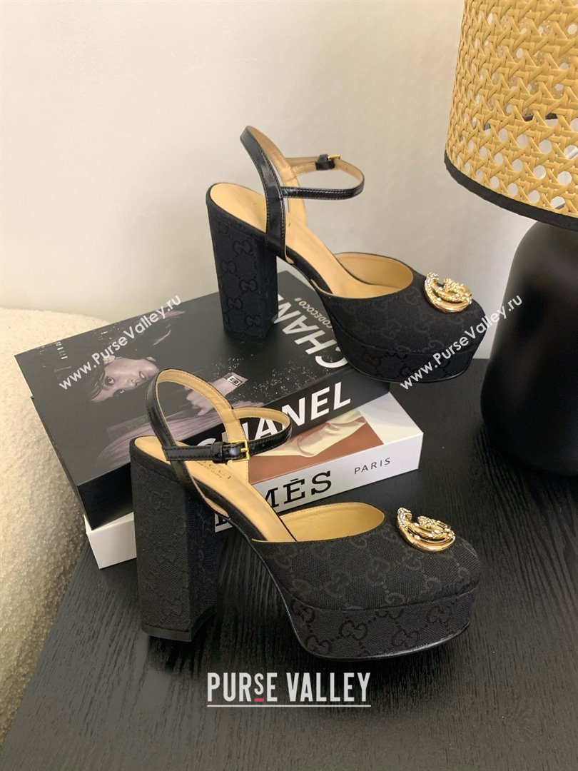 Gucci Platform Pump with Double G 817258 Black 2025 (KL-25050925)