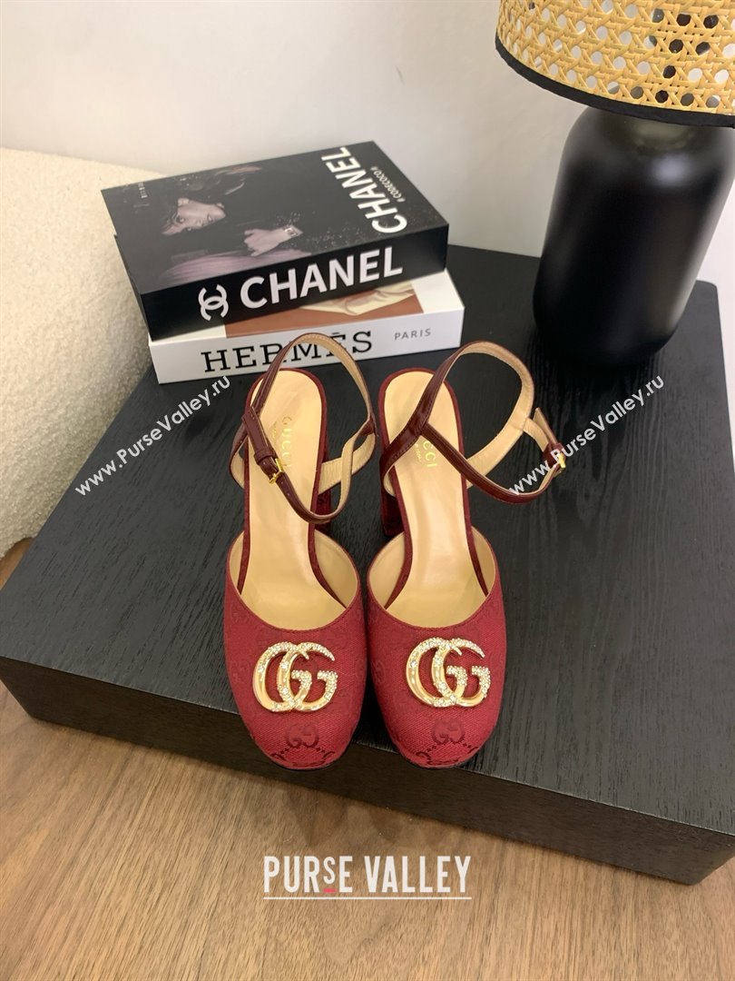 Gucci Platform Pump with Double G 817258 Rosso Ancora Red 2025 (KL-25050927)