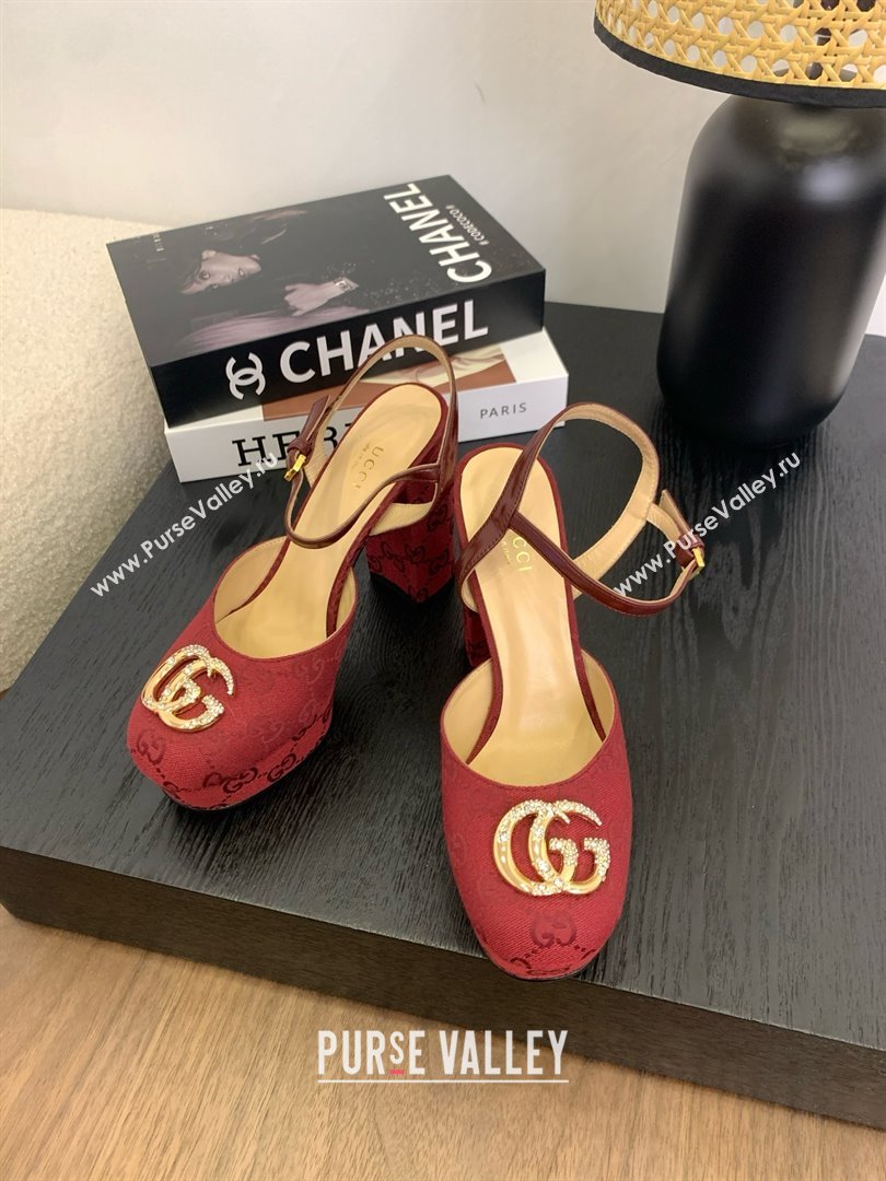 Gucci Platform Pump with Double G 817258 Rosso Ancora Red 2025 (KL-25050927)