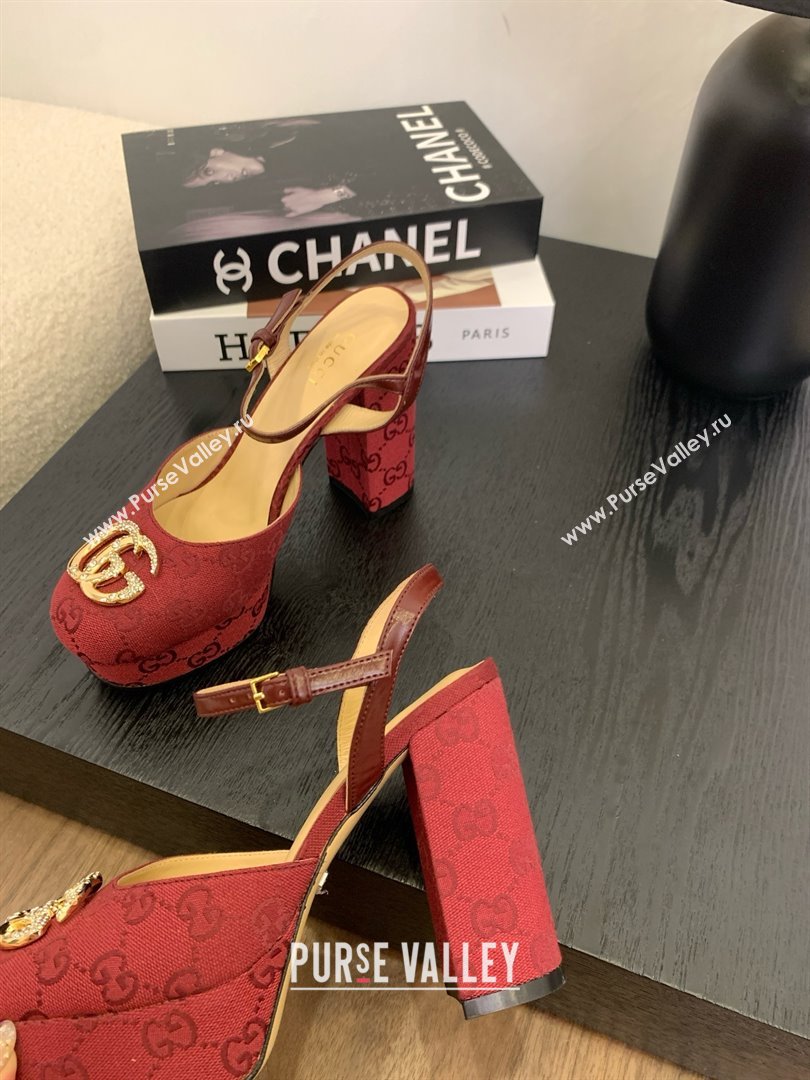 Gucci Platform Pump with Double G 817258 Rosso Ancora Red 2025 (KL-25050927)