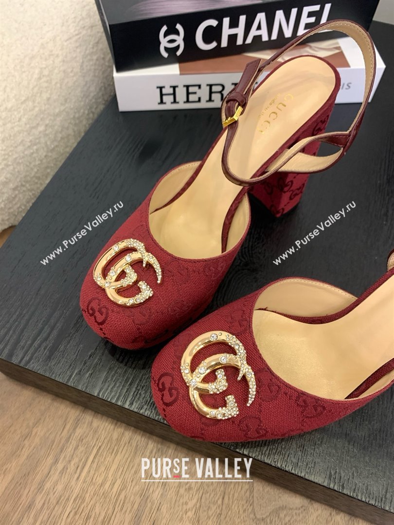 Gucci Platform Pump with Double G 817258 Rosso Ancora Red 2025 (KL-25050927)