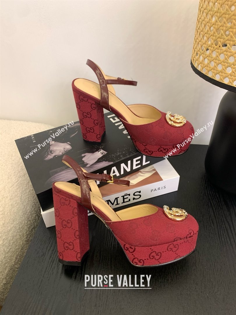 Gucci Platform Pump with Double G 817258 Rosso Ancora Red 2025 (KL-25050927)