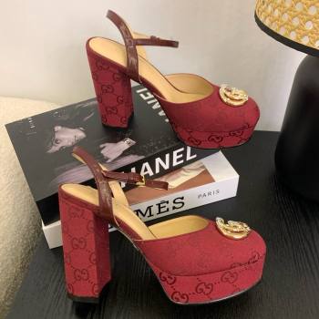 Gucci Platform Pump with Double G 817258 Rosso Ancora Red 2025 (KL-25050927)