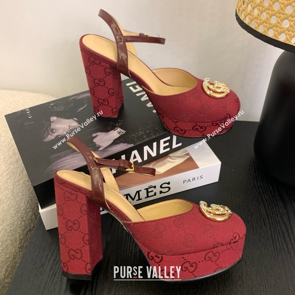 Gucci Platform Pump with Double G 817258 Rosso Ancora Red 2025 (KL-25050927)