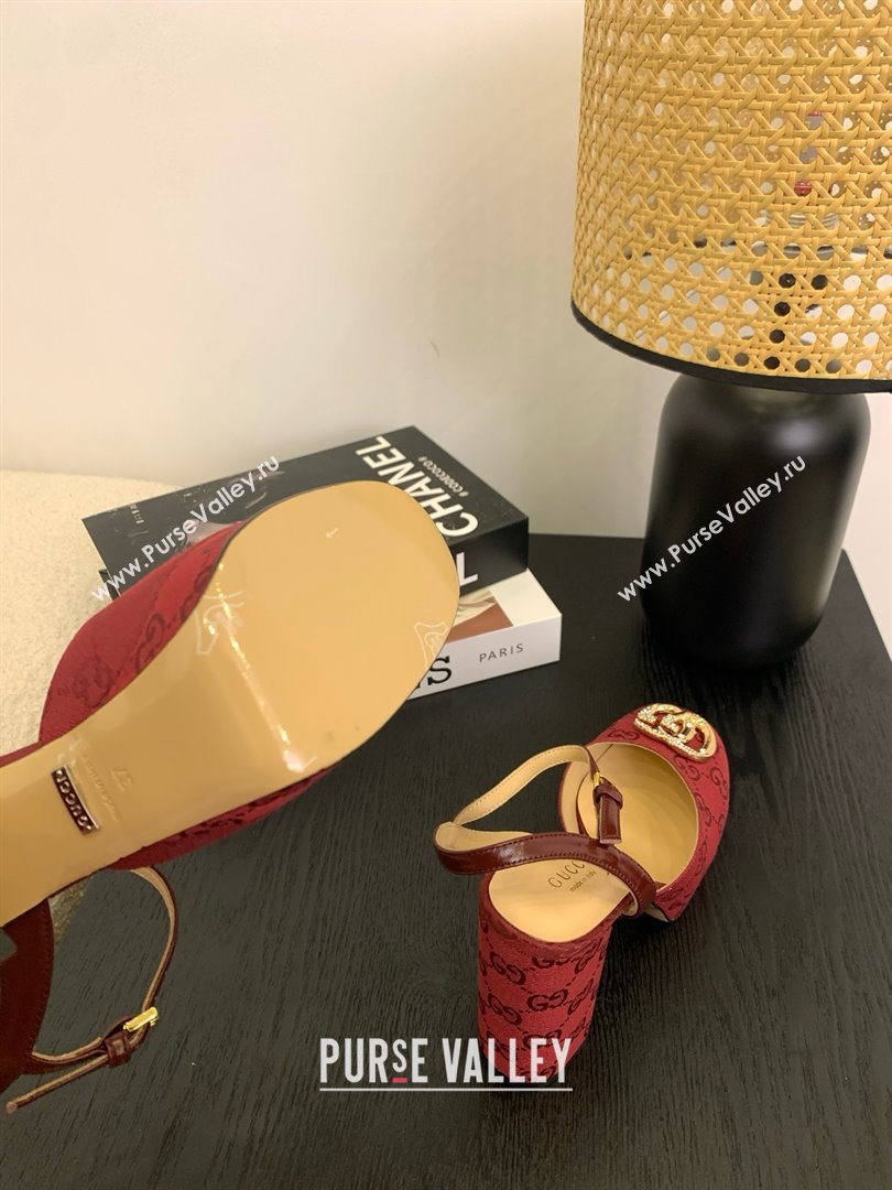 Gucci Platform Pump with Double G 817258 Rosso Ancora Red 2025 (KL-25050927)