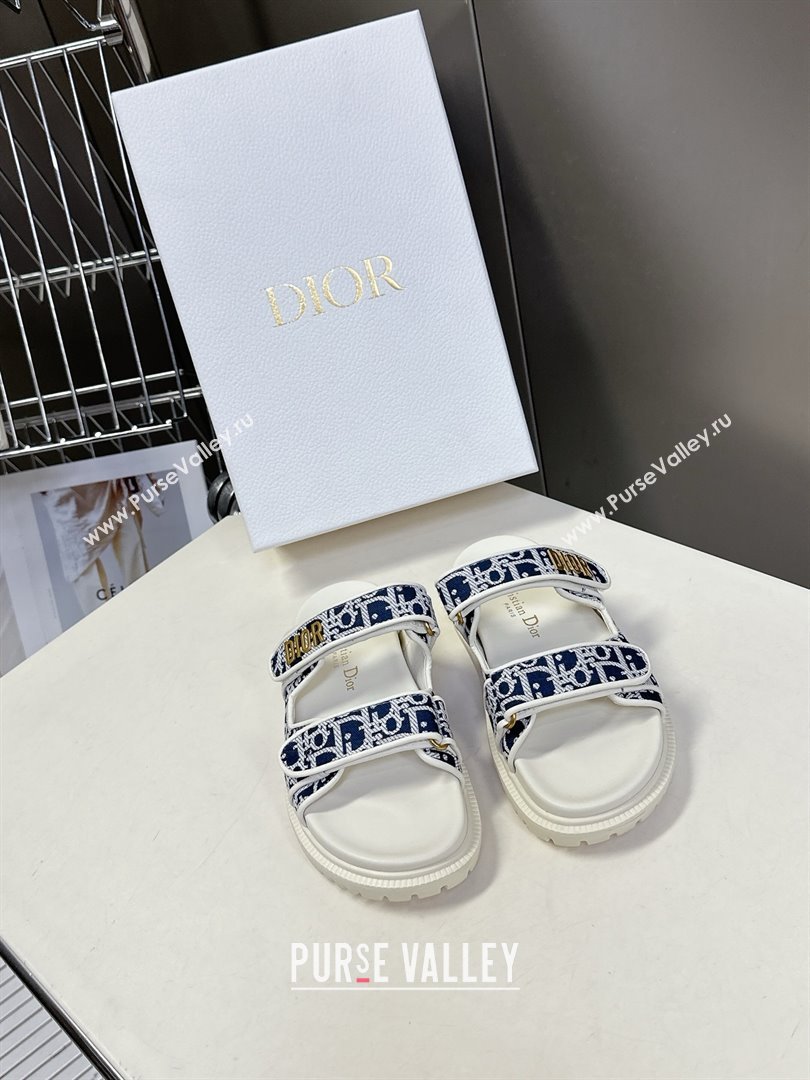Dior Dioract Slide Sandal in Deep Blue Jacquard with Dior Oblique 2025 (MD-25051602)