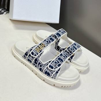 Dior Dioract Slide Sandal in Deep Blue Jacquard with Dior Oblique 2025 (MD-25051602)