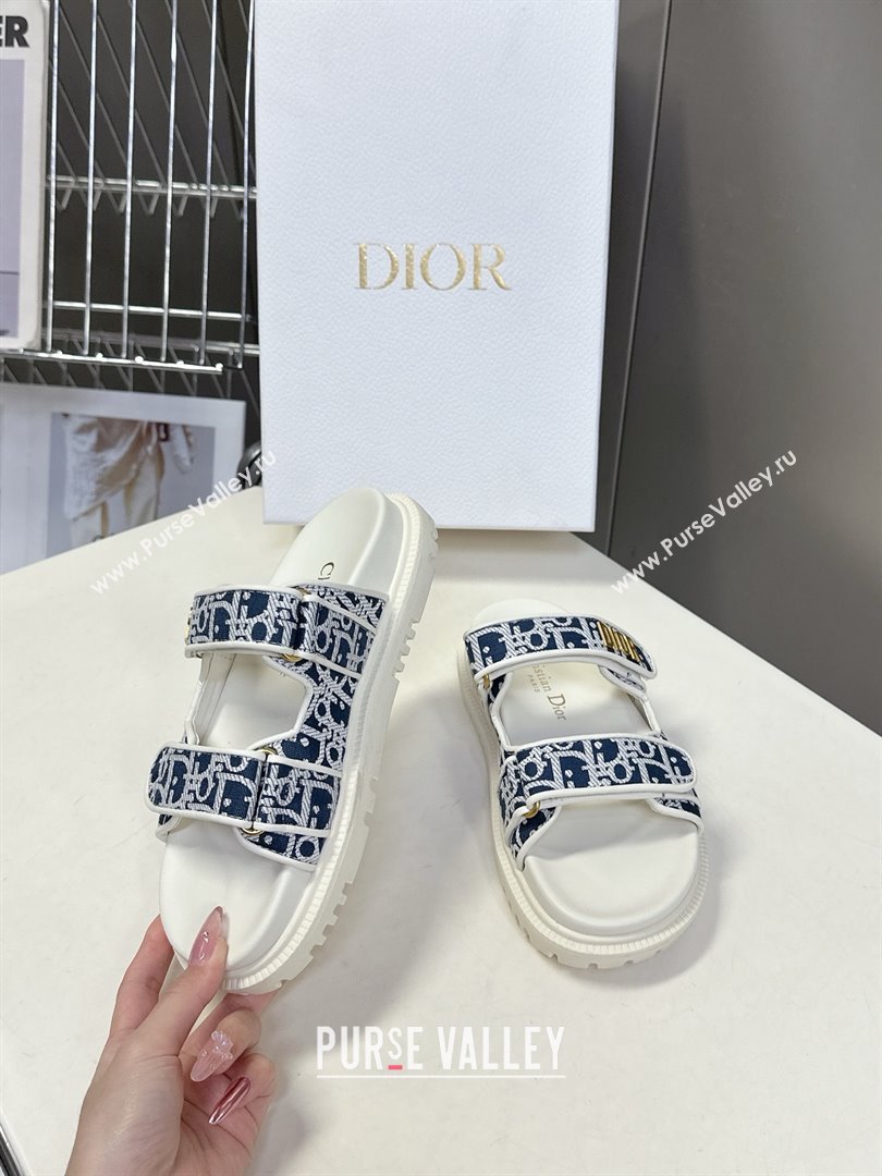Dior Dioract Slide Sandal in Deep Blue Jacquard with Dior Oblique 2025 (MD-25051602)