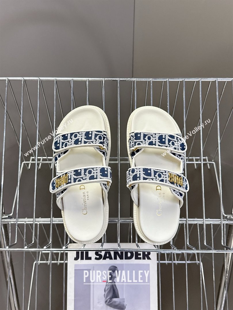 Dior Dioract Slide Sandal in Deep Blue Jacquard with Dior Oblique 2025 (MD-25051602)