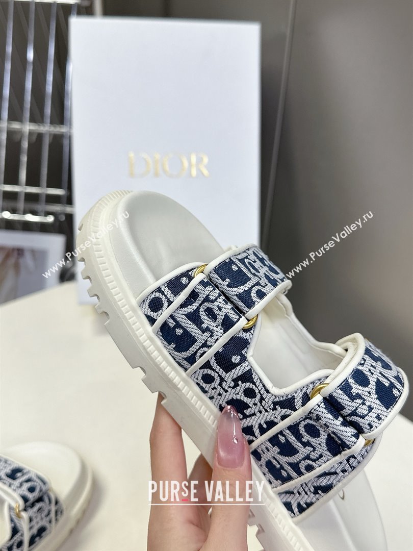 Dior Dioract Slide Sandal in Deep Blue Jacquard with Dior Oblique 2025 (MD-25051602)