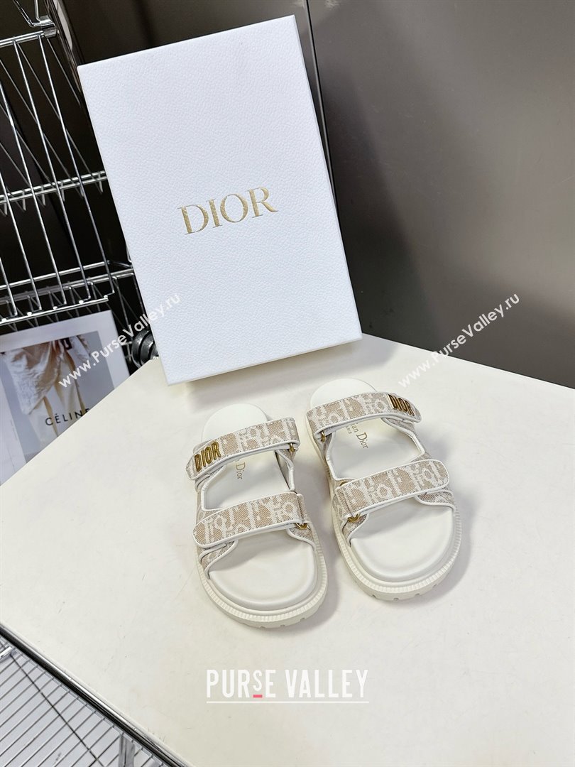 Dior Dioract Slide Sandal in Beige Jacquard with Dior Oblique 2025 (MD-25051603)