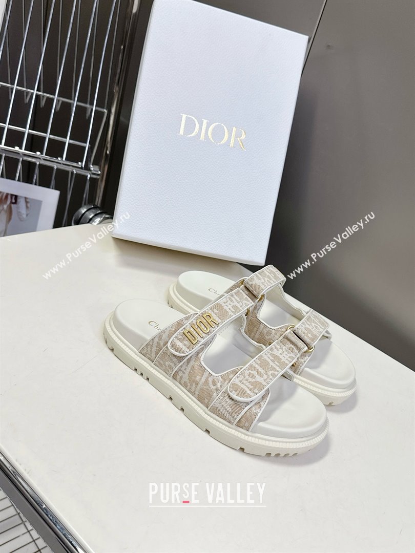 Dior Dioract Slide Sandal in Beige Jacquard with Dior Oblique 2025 (MD-25051603)