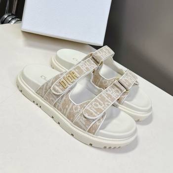 Dior Dioract Slide Sandal in Beige Jacquard with Dior Oblique 2025 (MD-25051603)