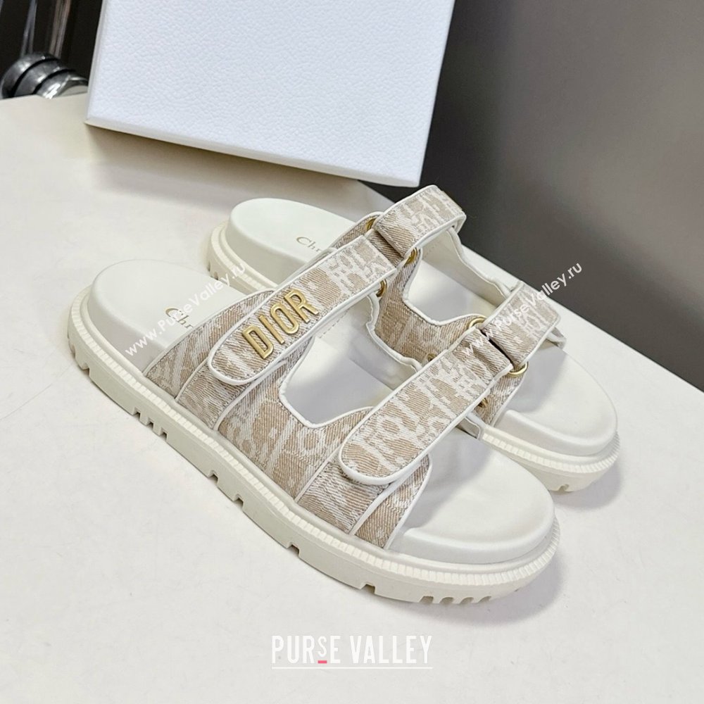 Dior Dioract Slide Sandal in Beige Jacquard with Dior Oblique 2025 (MD-25051603)