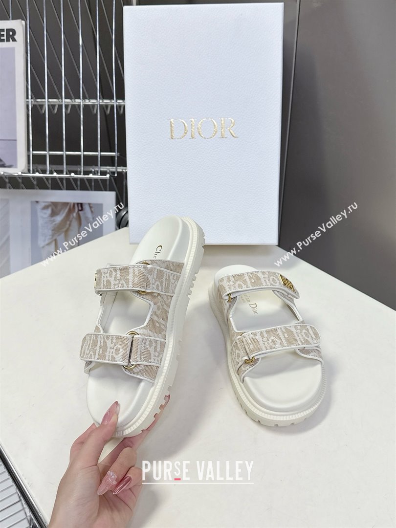 Dior Dioract Slide Sandal in Beige Jacquard with Dior Oblique 2025 (MD-25051603)