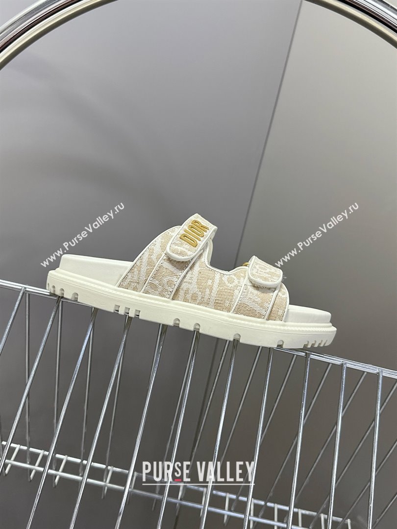 Dior Dioract Slide Sandal in Beige Jacquard with Dior Oblique 2025 (MD-25051603)
