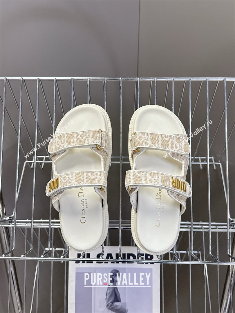 Dior Dioract Slide Sandal in Beige Jacquard with Dior Oblique 2025 (MD-25051603)