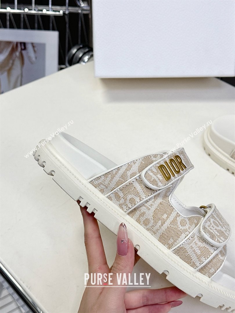 Dior Dioract Slide Sandal in Beige Jacquard with Dior Oblique 2025 (MD-25051603)