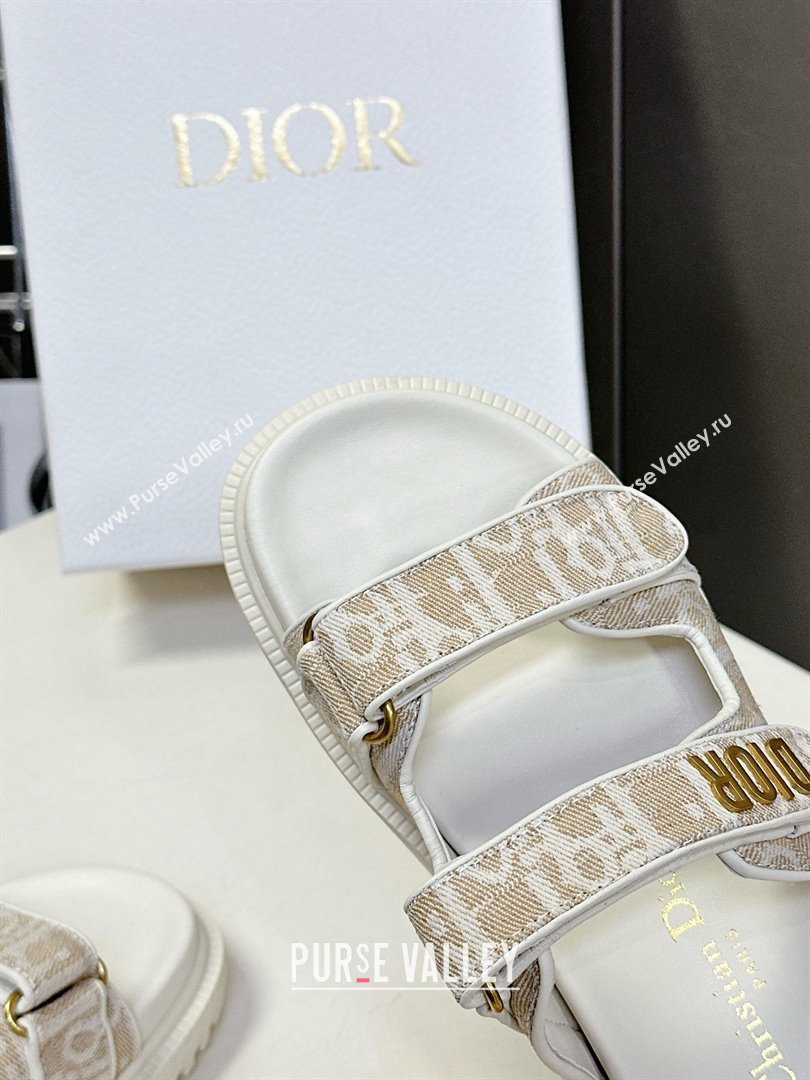 Dior Dioract Slide Sandal in Beige Jacquard with Dior Oblique 2025 (MD-25051603)