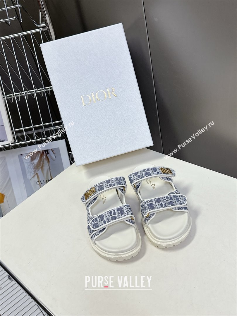 Dior Dioract Slide Sandal in Blue Jacquard with Dior Oblique 2025 (MD-25051604)