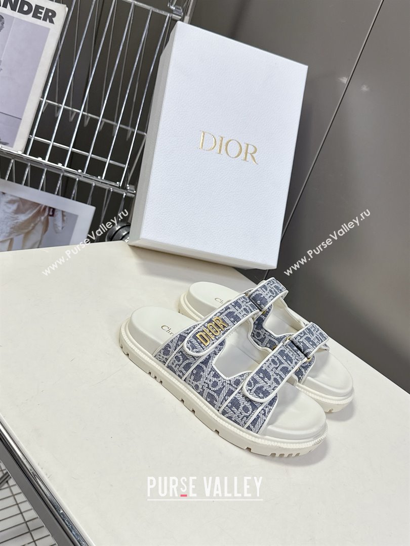 Dior Dioract Slide Sandal in Blue Jacquard with Dior Oblique 2025 (MD-25051604)