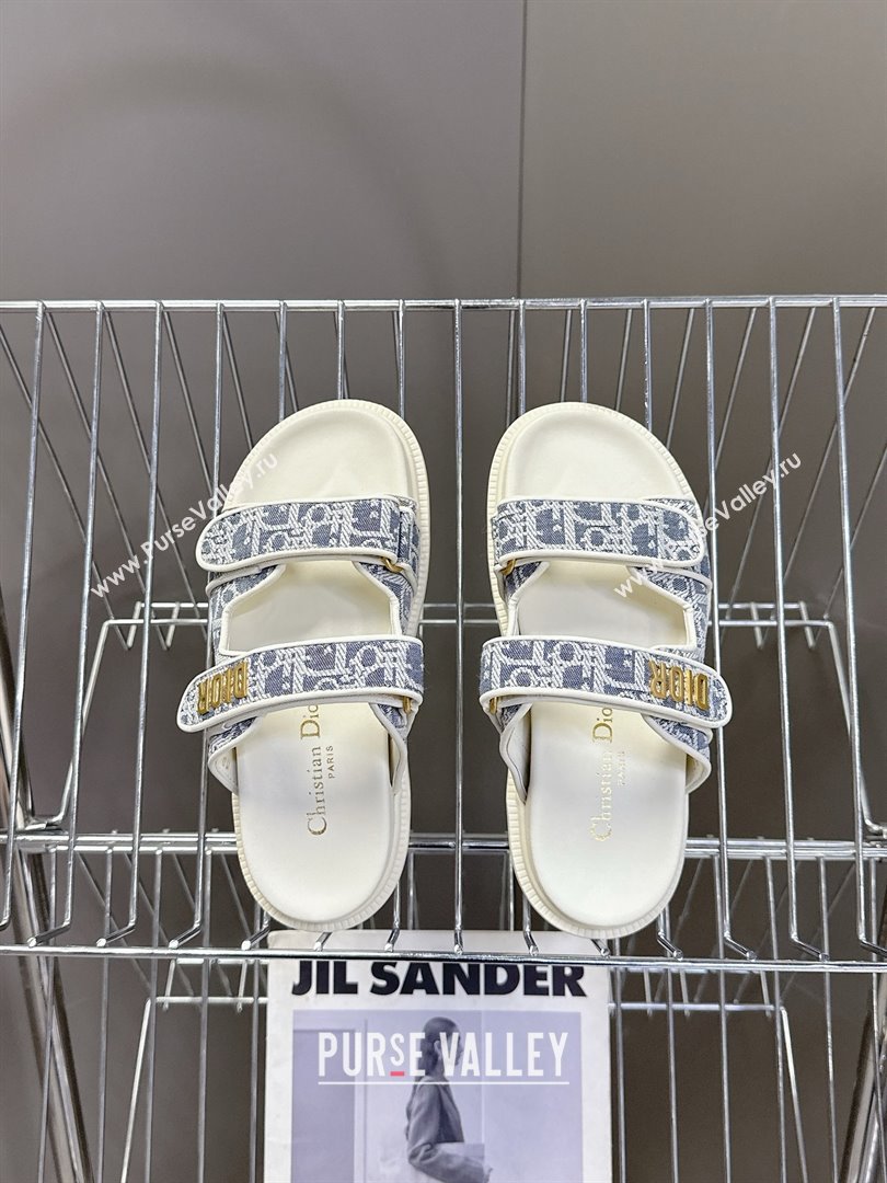 Dior Dioract Slide Sandal in Blue Jacquard with Dior Oblique 2025 (MD-25051604)