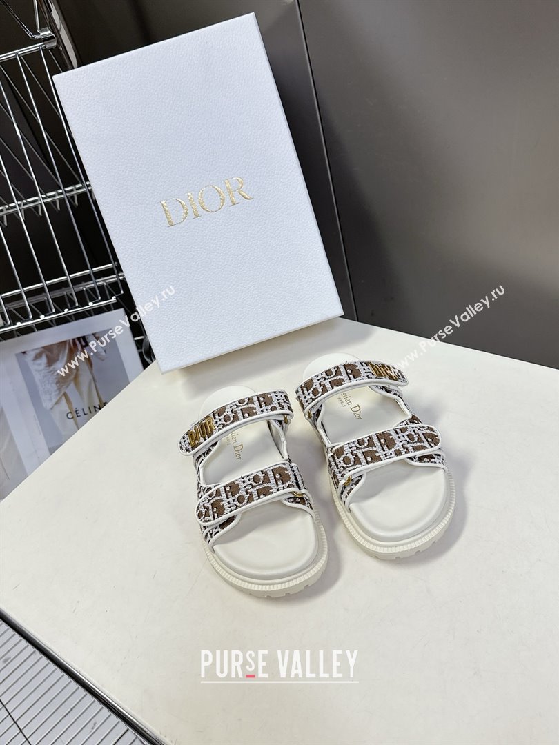 Dior Dioract Slide Sandal in Brown Jacquard with Dior Oblique 2025 (MD-25051605)
