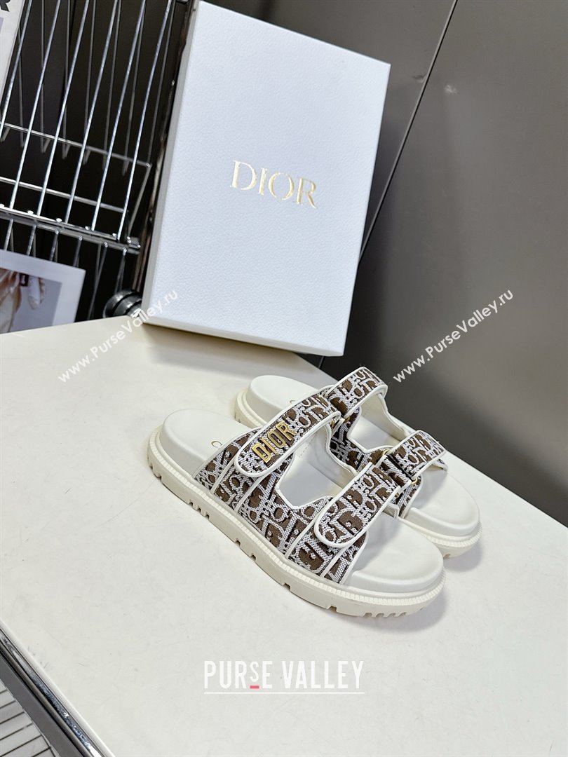 Dior Dioract Slide Sandal in Brown Jacquard with Dior Oblique 2025 (MD-25051605)