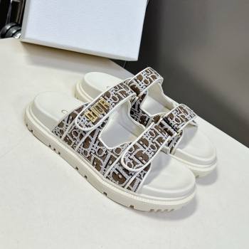 Dior Dioract Slide Sandal in Brown Jacquard with Dior Oblique 2025 (MD-25051605)