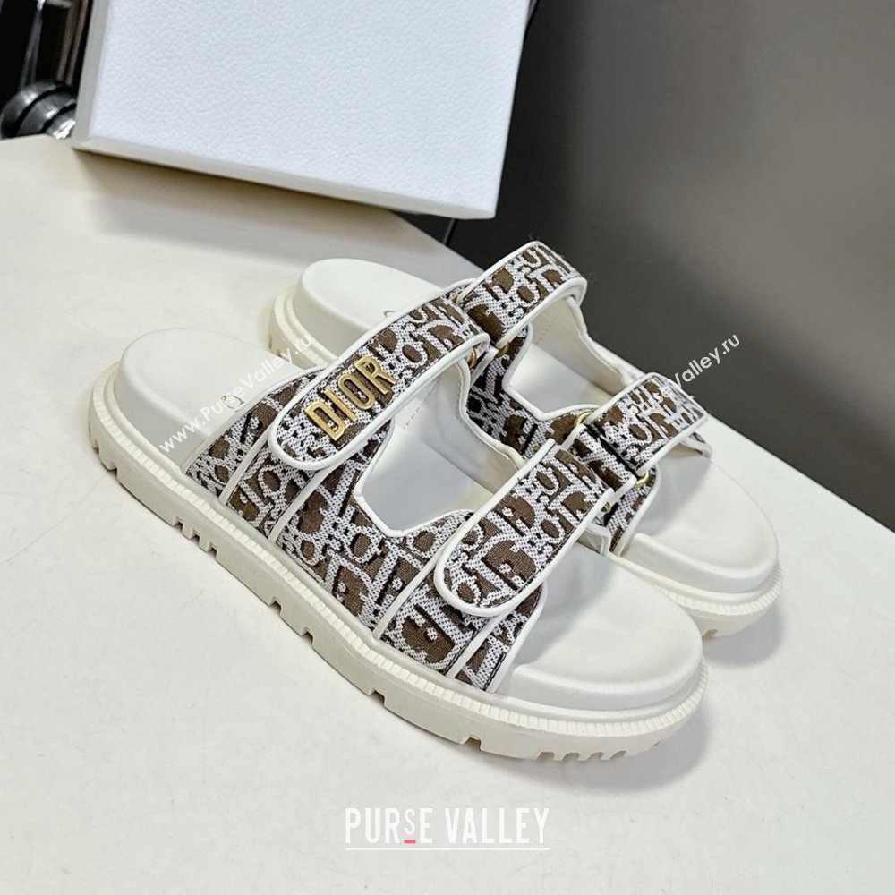 Dior Dioract Slide Sandal in Brown Jacquard with Dior Oblique 2025 (MD-25051605)