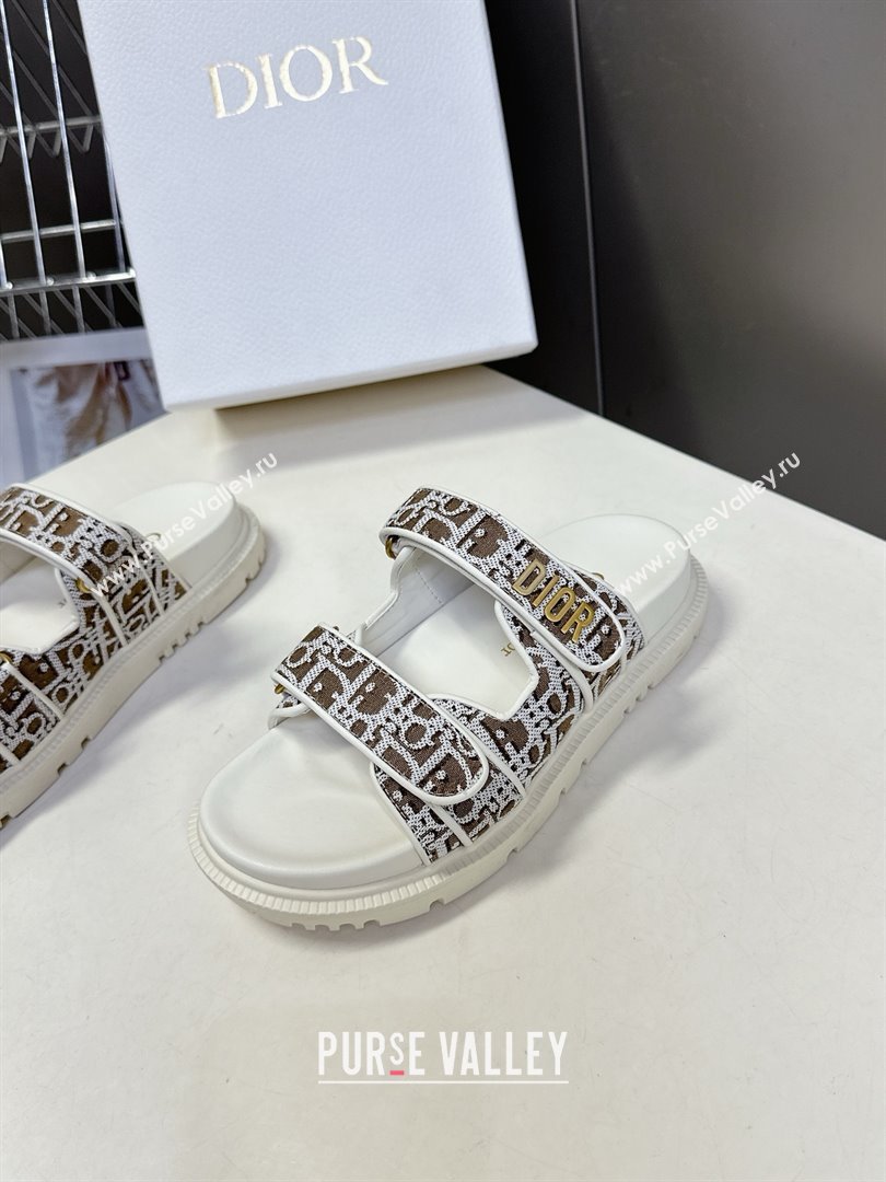 Dior Dioract Slide Sandal in Brown Jacquard with Dior Oblique 2025 (MD-25051605)