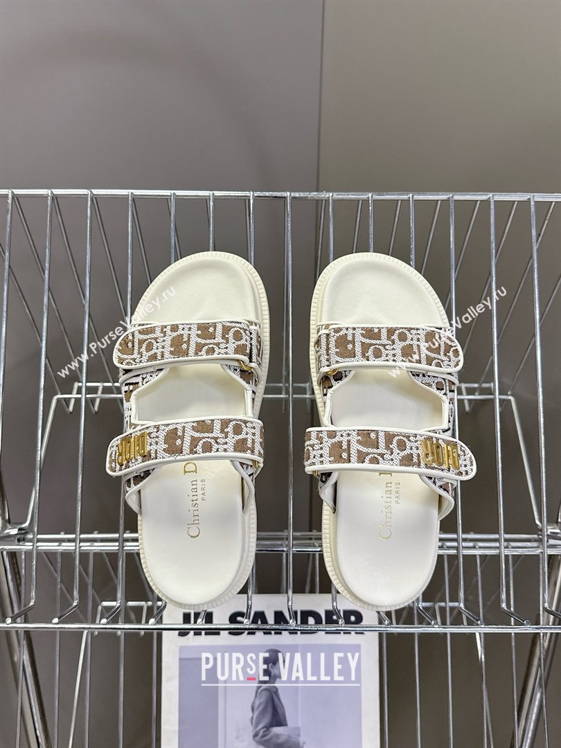 Dior Dioract Slide Sandal in Brown Jacquard with Dior Oblique 2025 (MD-25051605)