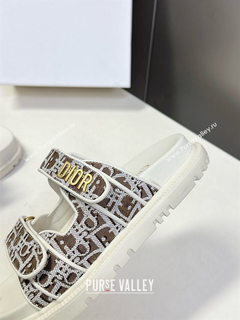 Dior Dioract Slide Sandal in Brown Jacquard with Dior Oblique 2025 (MD-25051605)