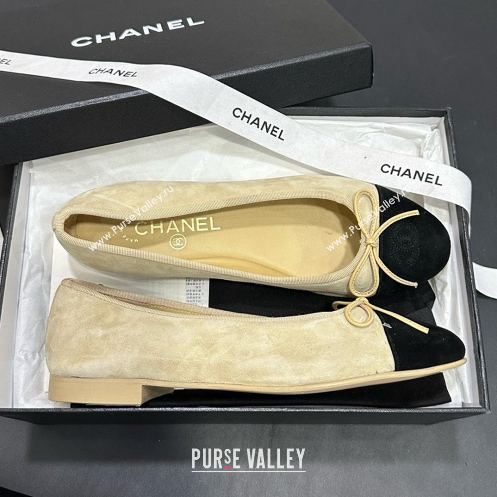 Chanel Suede Grosgrain Ballerina Beige 2025 (MD-25050913)