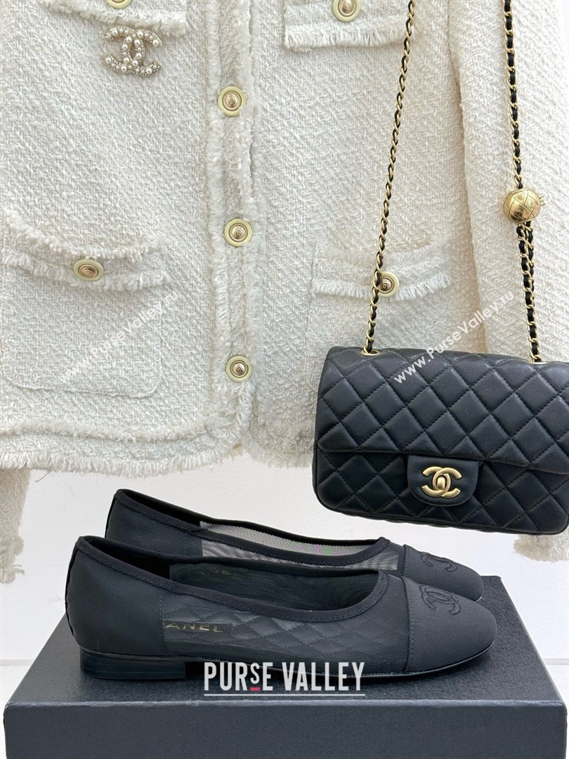 Chanel Mesh Grosgrain Ballerina Black 2025 (MD-25050907)