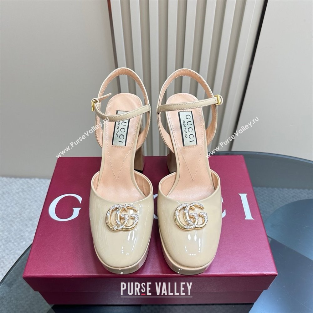 Gucci Patent Leather Platform Pump with Double G 817258 Beige 2025 (MD-25050916)