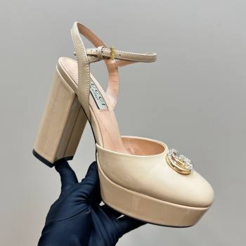 Gucci Patent Leather Platform Pump with Double G 817258 Beige 2025 (MD-25050916)