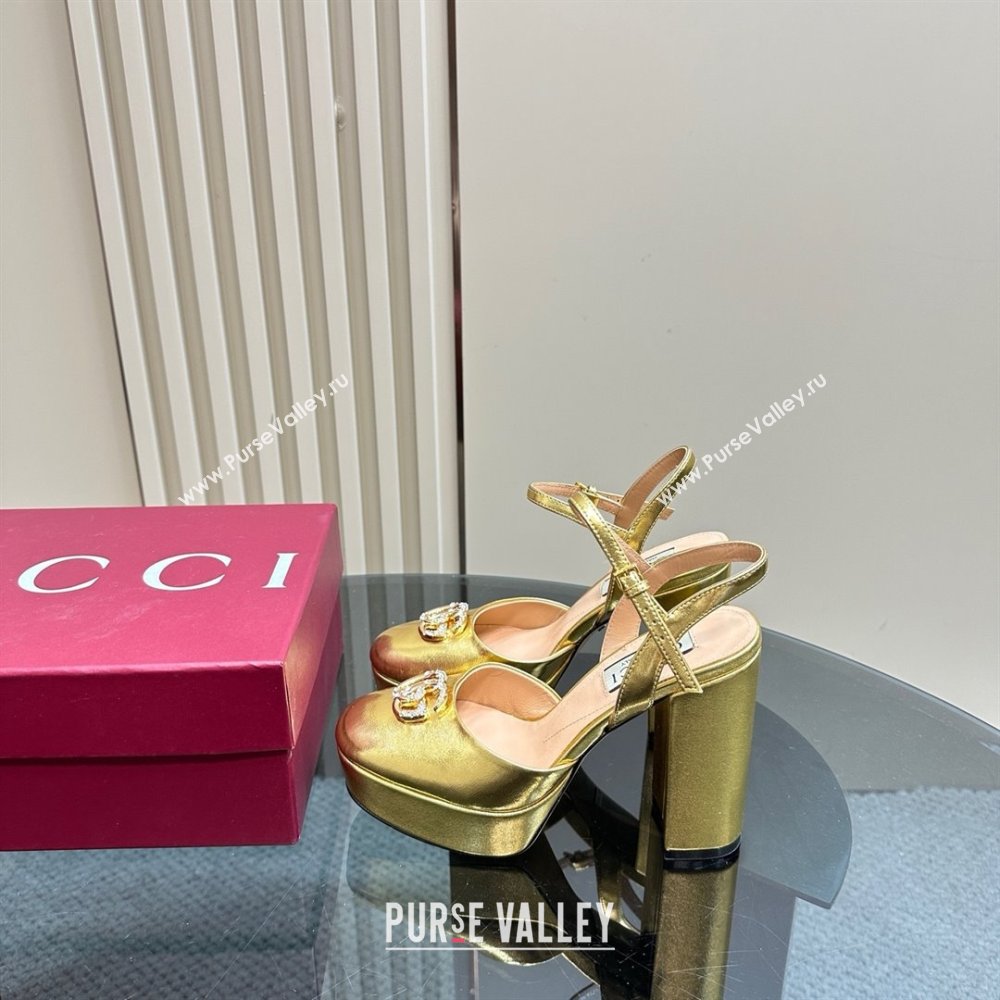 Gucci Calfskin Platform Pump with Double G 817258 Gold 2025 (MD-25050917)