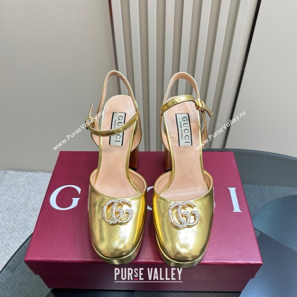 Gucci Calfskin Platform Pump with Double G 817258 Gold 2025 (MD-25050917)