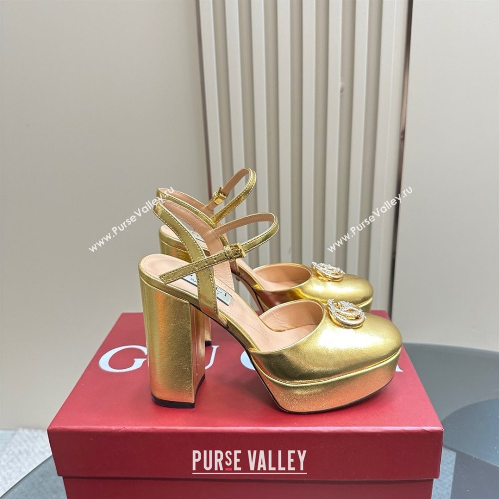 Gucci Calfskin Platform Pump with Double G 817258 Gold 2025 (MD-25050917)