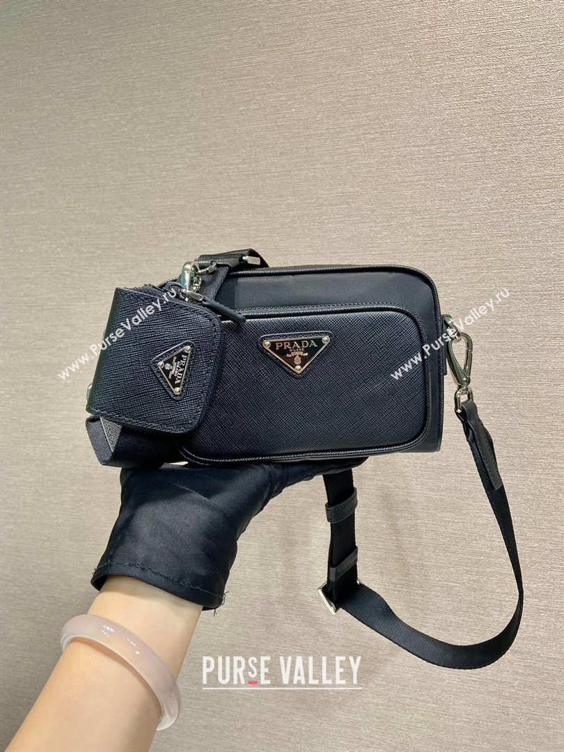 Prada Re-Nylon and Saffiano leather shoulder bag 2VH172 Black 2025 (YZ-251121148)